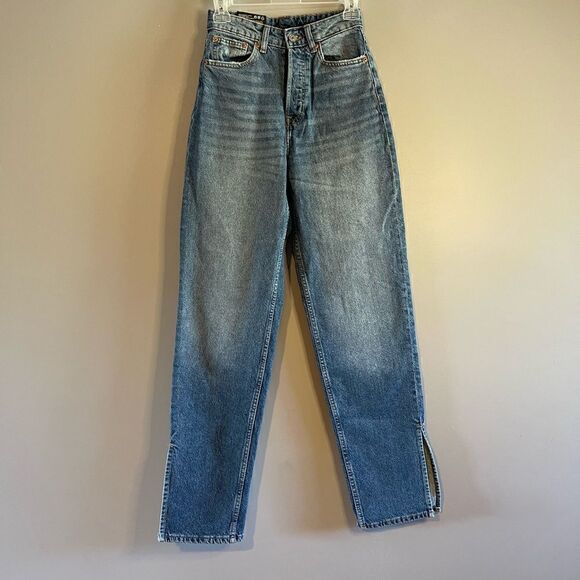 H&M Divided 90s Straight Jean High Waist Split Hem | SZ 2 - Picture 3 of 12